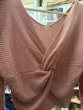 Twist-Front Rose Knit Sweater - Women's Sweaters